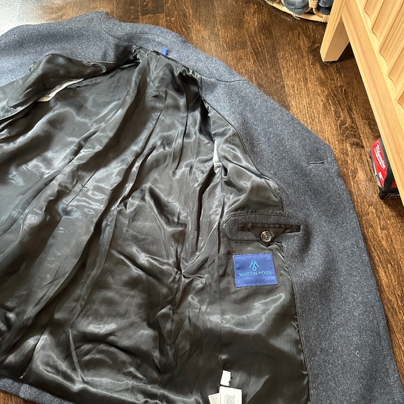 Martin+Osa Grey Wool Peacoat, Size S - Picture 3 of 4